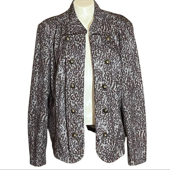 Tommy Hilfiger Animal Print Preppy Buttons Military Look Jacket - Picture 1 of 11